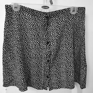 Black and white floral button down skirt